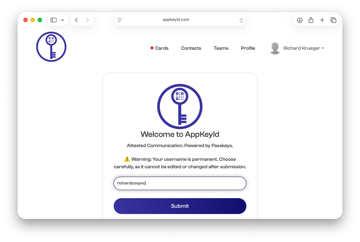 Create your user name
