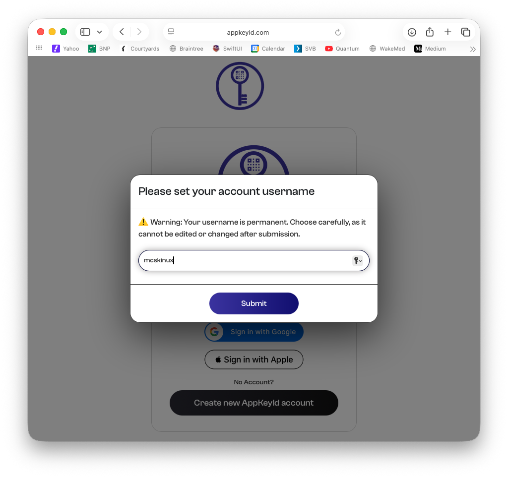 Create your user name