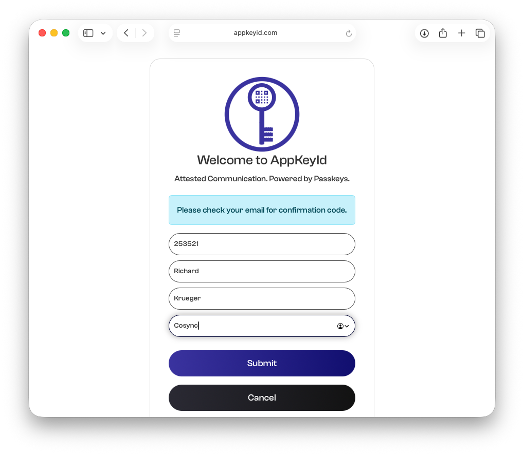 Enter verification code