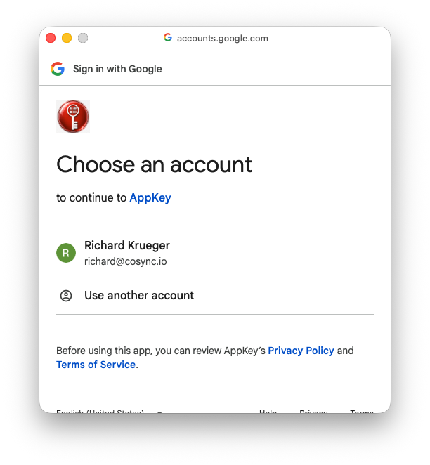 Select Google account